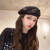 Sniped by Love ~ Black Sweet Metal Beret Female Autumn and Winter Wild Retro Elegance Painter Cap Tide