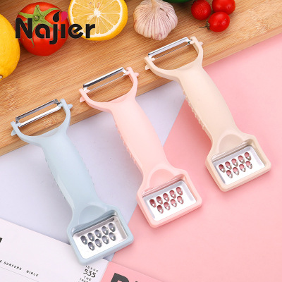 New Creative Multi-Functional Stainless Steel Dual Purpose Planer Double-Headed Paring Knife Nordic Color Grater Peeler Wholesale