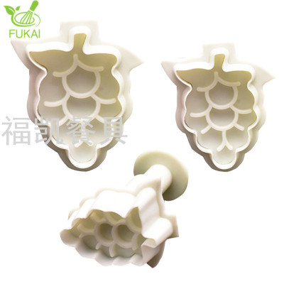 3PCS Grape Shape Plunger Cutter Spring Press Mould Fondant Cake Printing Mold Biscuit Mold DIY Baking Tools