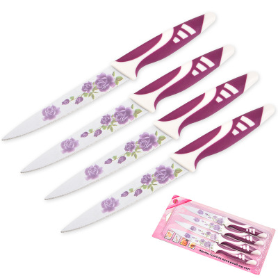 Factory Direct Sales Fruit Knife 4-Piece Stainless Steel Fruit Peeling Knife Roast Flower Knife Set Creative Kitchen Knives