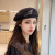 Sniped by Love ~ Black Sweet Metal Beret Female Autumn and Winter Wild Retro Elegance Painter Cap Tide