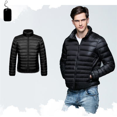 2021 New Lightweight down Jacket Men's Stand Collar Short Men's White Duck down Middle-Aged Men's Clothing plus Size Men's Coat