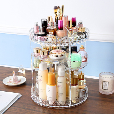 Celebrity Cosmetics Storage Box 360 Rotating Acrylic Transparent Desktop Dresser Storage Lipstick Skin Care Storage