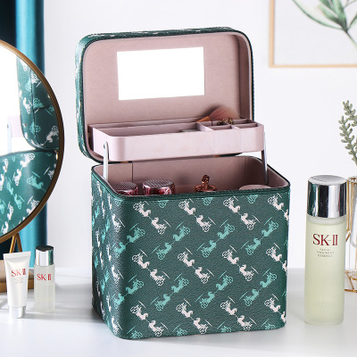 Multifunctional Large Capacity Cosmetic Box Women's Portable Cosmetics Portable Cosmetic Case Multi-Layer Box With Mirror