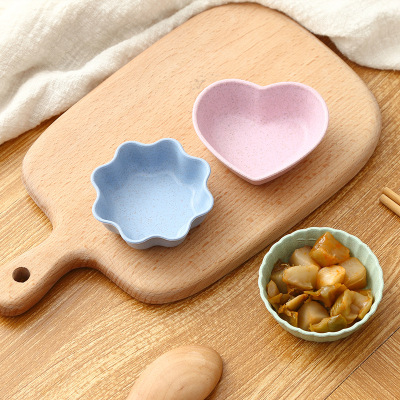 Household Kitchen Wheat Straw Seasoning Dish Creative Plastic round Pickles Saucer Tableware Sauce Dipping Snack Dish
