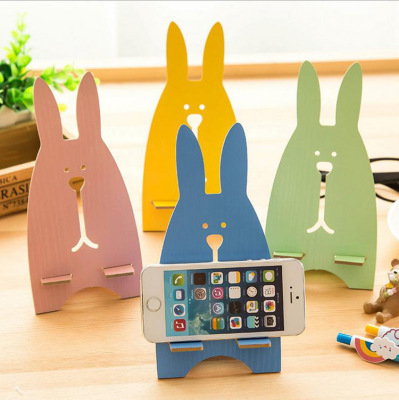 Korean Style Super Cute Rabbit Wooden Mobile Phone Holder Bear Rabbit Phone Holder Universal Lazy Phone Bracket Wholesale