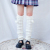 Japanese Style Female Lolita Knitted Ball Bunching Socks Bowknot Adjustable Elastic Student Autumn and Winter JK Thigh High Sock