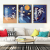 Children's Room HD Astronaut Pattern Decorative Painting Modern Minimalist Triptych Painting with Frame Mural and Wall Painting
