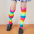Knitted Autumn and Winter JK Foot Sock Female Fluorescent Color Striped Mid-Calf Length Small Leg Protector Dancing Warm Bunching Socks Harajuku Style Wool