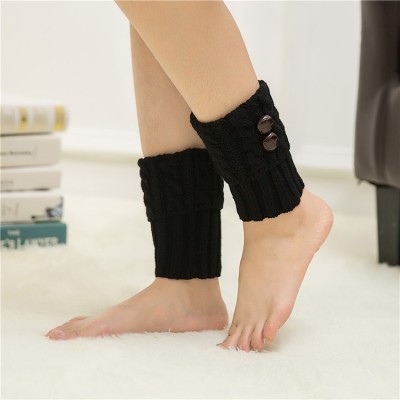 Autumn and Winter Women's Korean-Style Acrylic Buckle Twist Knee Pad Boot Cover Slimming Foot Sock Pile Style Foot Sock Factory Wholesale