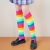 Knitted Autumn and Winter JK Foot Sock Female Fluorescent Color Striped Mid-Calf Length Small Leg Protector Dancing Warm Bunching Socks Harajuku Style Wool