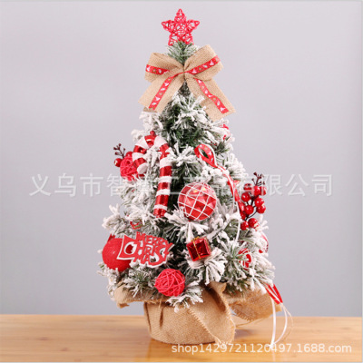 New Source Factory 30cm Small Desktop Mini Decorative Tree Decoration Christmas Flocking Christmas Tree