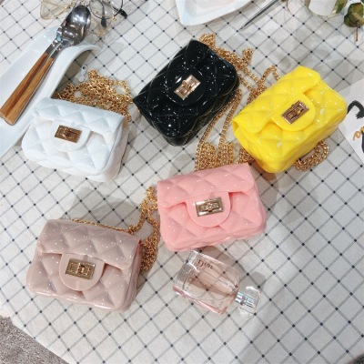 2021 Summer New Mini Mini Gel Bag Crossbody Shoulder Bag Korean Style Rhombus Chain Bag PVC Change Women's Bag