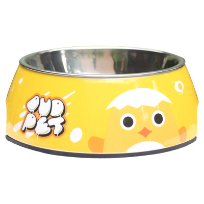 Medium Dog Tableware New-Yellow Chicken Pet Bowl Stainless Steel Bowl High Quality Stainless Steel Dog Bowl Factory Direct Sales