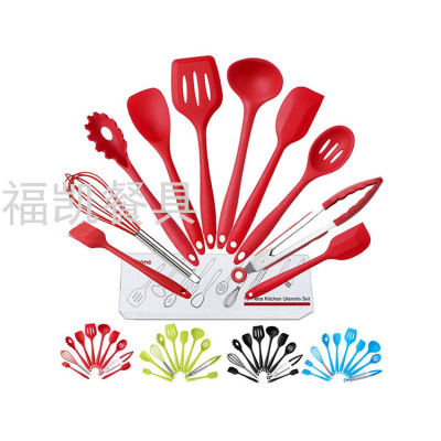 Wholesale 10pcs Utensil Set Silicone Kitchen Supplies Colorful Utensils Sets Baking Accessories With White Box