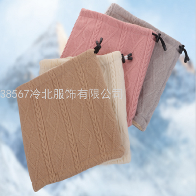 Winter New Korean Style Fleece-Lined Thick Windproof Knitted Cycling Mask Warm All-Matching Headgear Neck Scarf Bandana