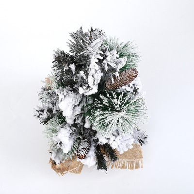 40cm Snow Snowflake Mini Christmas Tree Set Small Desktop Decoration Household Flocking Cedar Layout