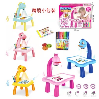 Cross-Border Deer Projection Graffiti Painting Toy Child Drawing Writing Board Early Education Enlightenment Puzzle Study Table
