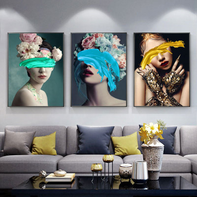 SOURCE Factory Customized HD European and American Sexy Beauty Pattern Living Room Oil Painting Decoration Hotel Room Combination Wall Painting