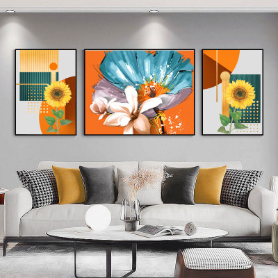Color HD Flowers Print Sofa Background Wall Canvas Decorative Painting Hotel Hall Oil Painting Decorative Wall Painting Hanging Painting