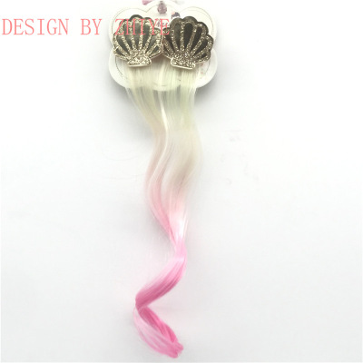 AliExpress European and American Ocean Shell Cute Bow Children's Gradient Wig Hair Clips Hair Accessories Hair Rope Hair Ring Hairpin