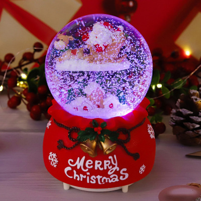 Santa Claus Crystal Ball Music Box Antifreeze Colored Lights Music for Girls Music Box Children Christmas Gift