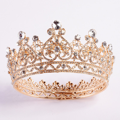 Cross-Border New Arrival European Style Palace Style Bridal Headdress Alloy Full Circle round Rhinestone Baroque Bridal Crown