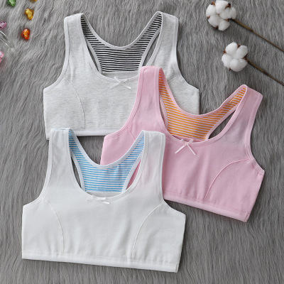 Student Growth Period Small Vest Girls' Pullover Underwear Comfortable Breathable Stripes Girls' Bra