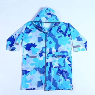 Factory Direct Sales PVC Camouflage Children's Outdoor Raincoat Foreign Trade Boys and Girls with Schoolbag Position Camouflage Raincoat Batch