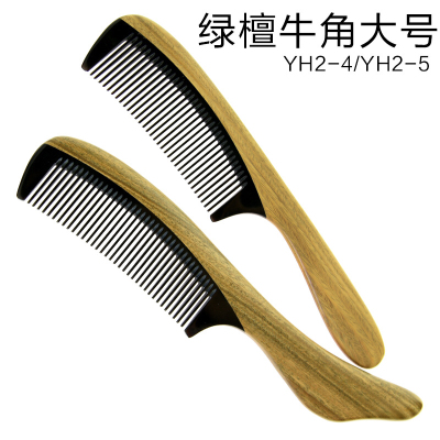 Factory Direct Sales Natural Log Material Green Sandalwood Comb Green Sandalwood Horn Fine Tooth Comb