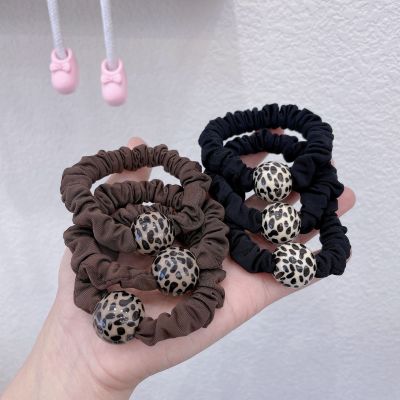 Korean Dongdaemun New Simple Leopard Print round Ball Hair Band Fashion Simple Super Soft Hair Rope Head Hairtie Hair Accessories