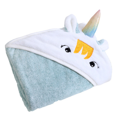 Yiwu Good Goods Cartoon Coral Fleece Absorbent Bath Towel for Children Cute Hooded Newborn Swaddling Quilt Baby Cape Bath Towel