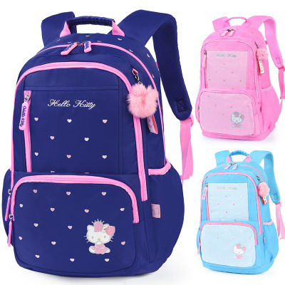 Xinshigao Hellokitty Girl Schoolbag Primary School Student Burden-Reducing Shoulder Backpack for Grade 3 to Grade 6