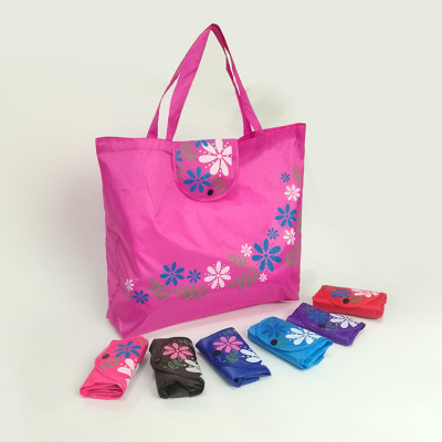 Portable Shopping Bag Printed Folding Oxford Cloth Eco-friendly Bag Buckle Wallet Buggy Bag Folding Tote Bag