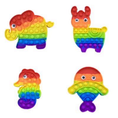 Rainbow Candy-Colored Elephant Seahorse Alpaca Dolphin Mouse Killer Pioneer Children's Educational Decompression Bubble Music Interactive Toy
