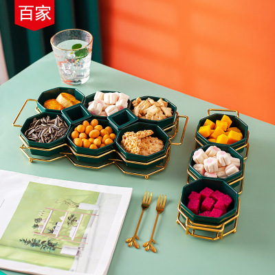 Household Ceramic Fruit Plate Snack Plate Restaurant KTV Hotel Creative Snack Candy Dried Fruit Flat Ware