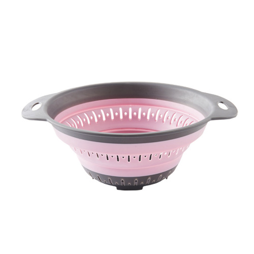 round Small Kitchen Hanging Two-Color Injection Plastic Foldable Draining Basket Fruit Basket Vegetable Washing Basket