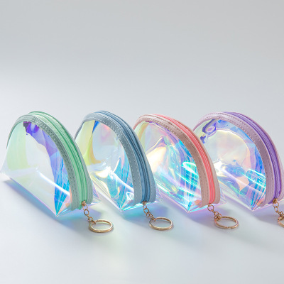 New Korean Style Color Transparent Fan-Shaped Change Small Bookbag Mini Cute Key Earphone Bag Spot