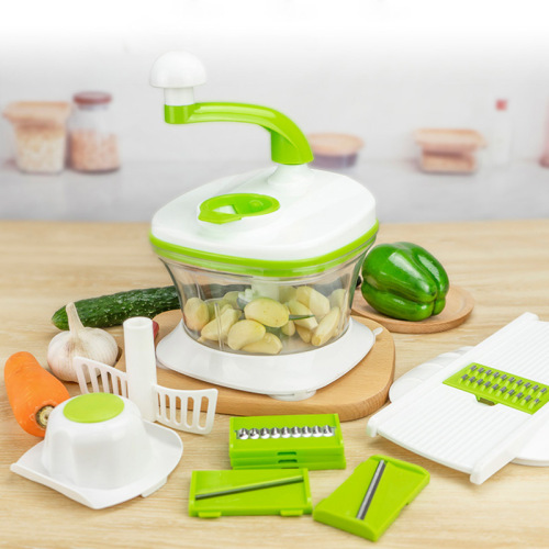 manufacturer customized hand-cranking multifunctional multi-cutter head fruit and vegetable slicer manual blender