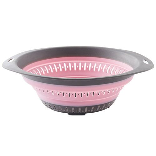 Oval Large Kitchen Hanging Double Injection Plastic Foldable Fruit Basket Washing Vegetable Basket Drain Basket