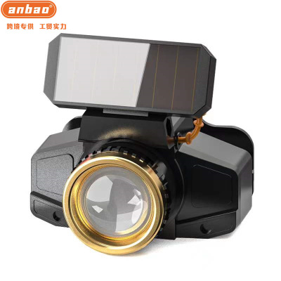 New Solar Head-Mounted Torch Outdoor Induction Miner's Lamp Waterproof Night Fish Luring Lamp Outdoor Major Headlamp Wholesale