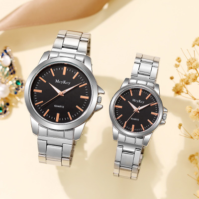 New Three-Eye Non-Mechanical Couple Watch Men's Watch Women's Simple Steel Belt Watch Men's and Women's Couple Watch Wholesale