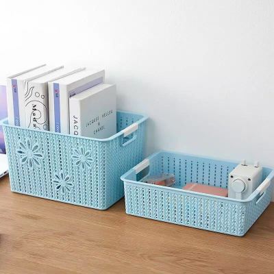 Rattan Desktop Storage Basket Plastic Storage Box Sundries Storage Basket Snacks Toy Storage Box Bathroom Bath Basket