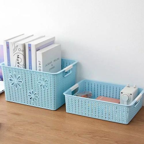 rattan desktop storage basket plastic organizing box sundries storage basket snack toy storage box bathroom bath basket