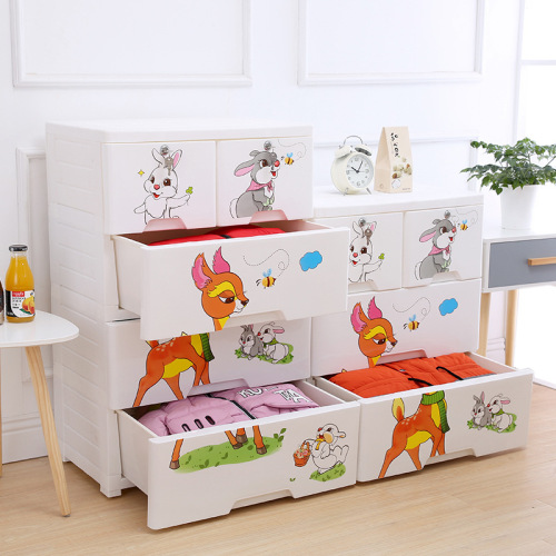 children‘s cartoon storage cabinet drawer plastic baby wardrobe baby clothes toys organizing locker wholesale