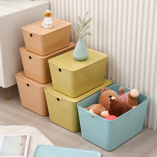 multifunctional plastic storage box student dormitory sundries storage box household dust-proof snack toy storage basket with lid