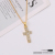 Simple Fashion in Europe and America Cross Pendant Golden Clavicle Chain Rhinestone Micro-Inlaid Craft Elegant Necklace 21 New