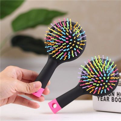 Hot-Selling New Arrival Multi-Functional Mirror Beauty Hair Care Comb Anti-Static Two-in-One with Mirror Rainbow Comb Spot