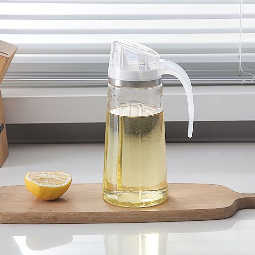 Japanese Glass Oiler Automatic Opening and Closing Oil Pouring Oil Leak-Proof Kitchen Household Non-Oil-Stick Soy Sauce and Vinegar Oil Tank Oil Bottle