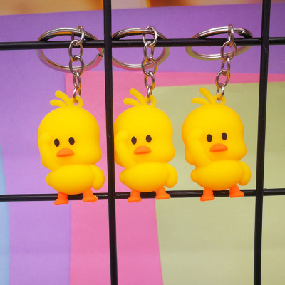 Tiktok Duck Small Yellow Duck Keychain Cartoon Key Ring Chain Ornament Small Gift Stall Night Market Stall